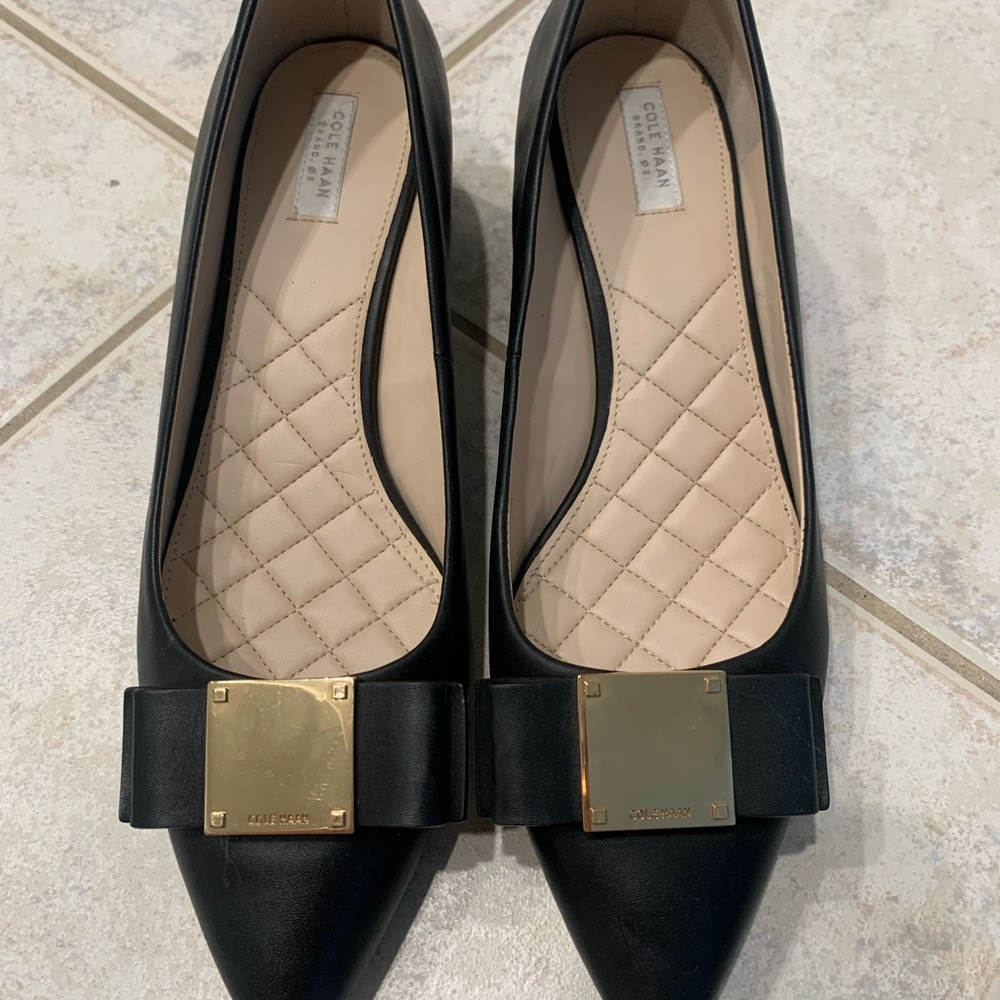 Cole Haan Black Flats with Gold Accent